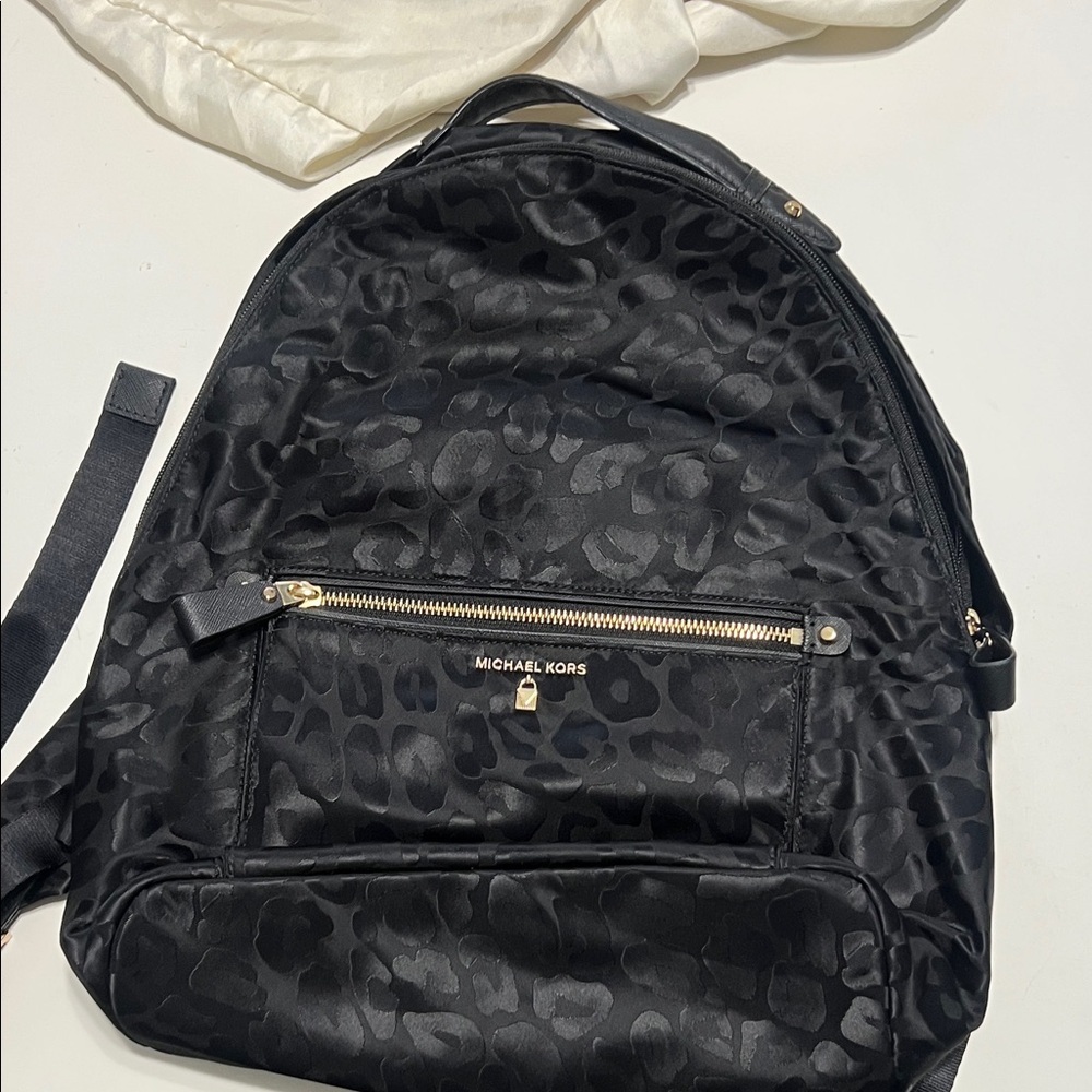 Michael Kors Black Animal Print Backpack